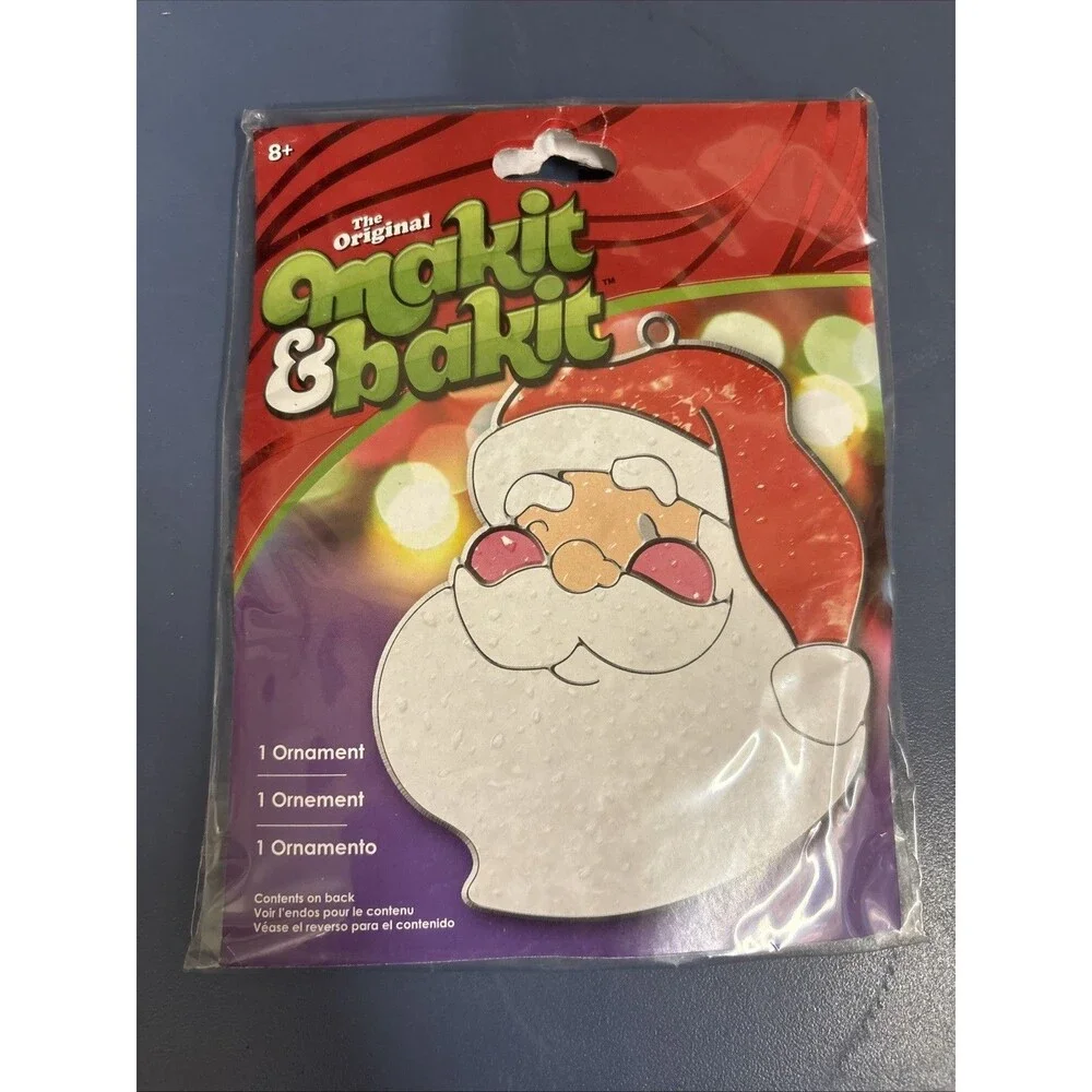 NEW Makit & Bakit Santa Christmas Ornament Kit/Stained Glass Sun Catcher